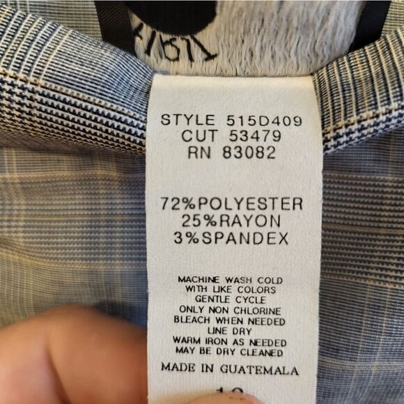 NWOT First Option grey/blue plaid midi skirt - Picture 4 of 7